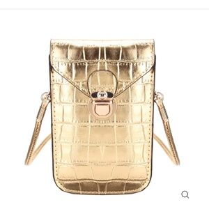 Gusaino Francesca Phone Purse gold reptile crocodile texture phone wallet bag